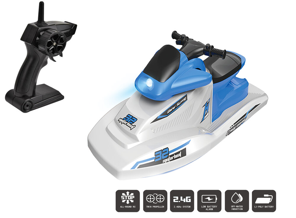 Rc jet ski boat H132 - rechargeable - 2.4GHZ transmitter 50meter-10km/h blue
