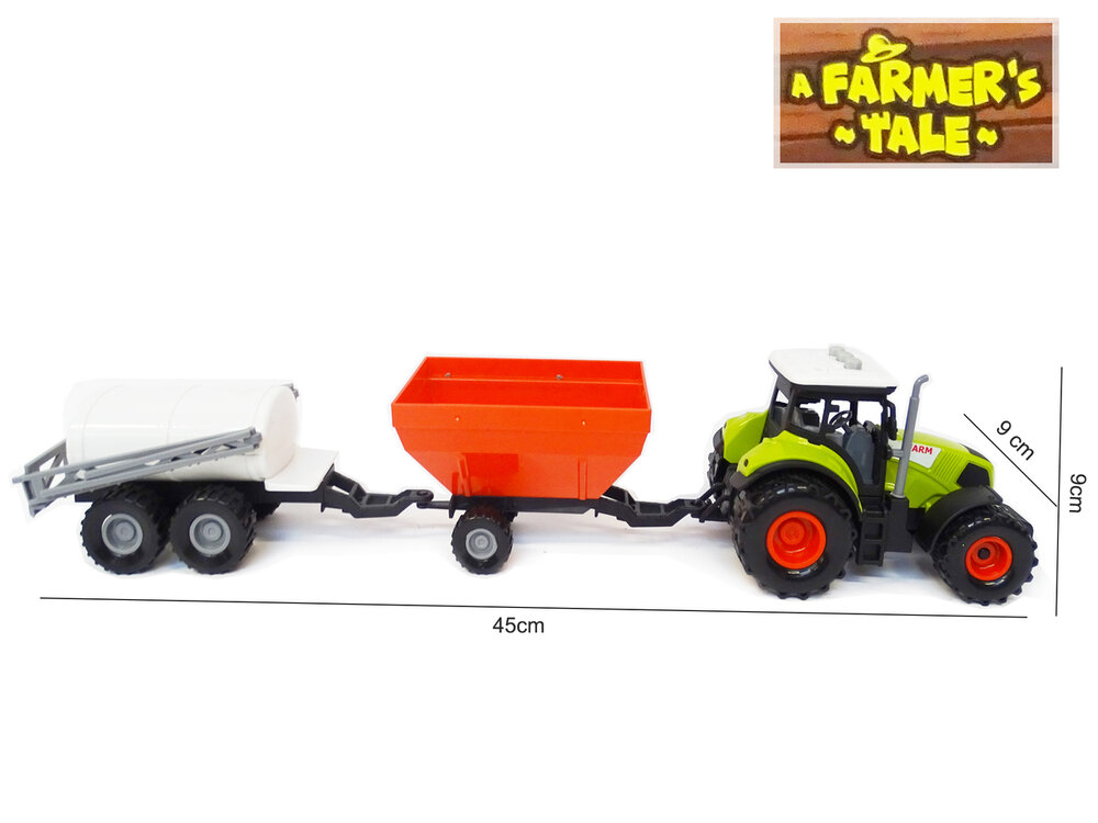 Tractor 2in1 werkvoertuig speelgoed - met geluid en licht - tank en laadbak -45CM