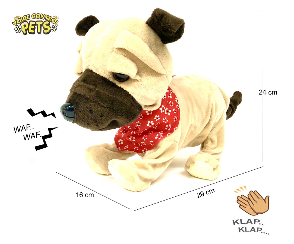 Schattig mopshondje - doet verschillende kunstjes - Voice Control Pets