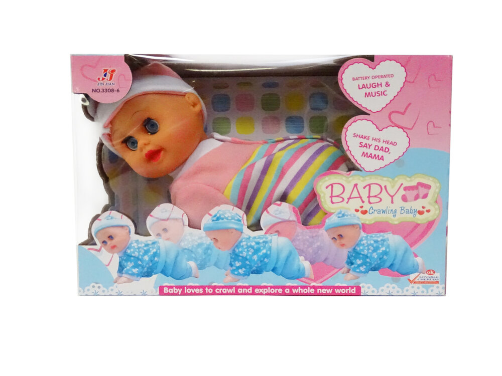 Crawling Baby - kruip babypop - kan kruipen en dansen - met geluid (20cm)