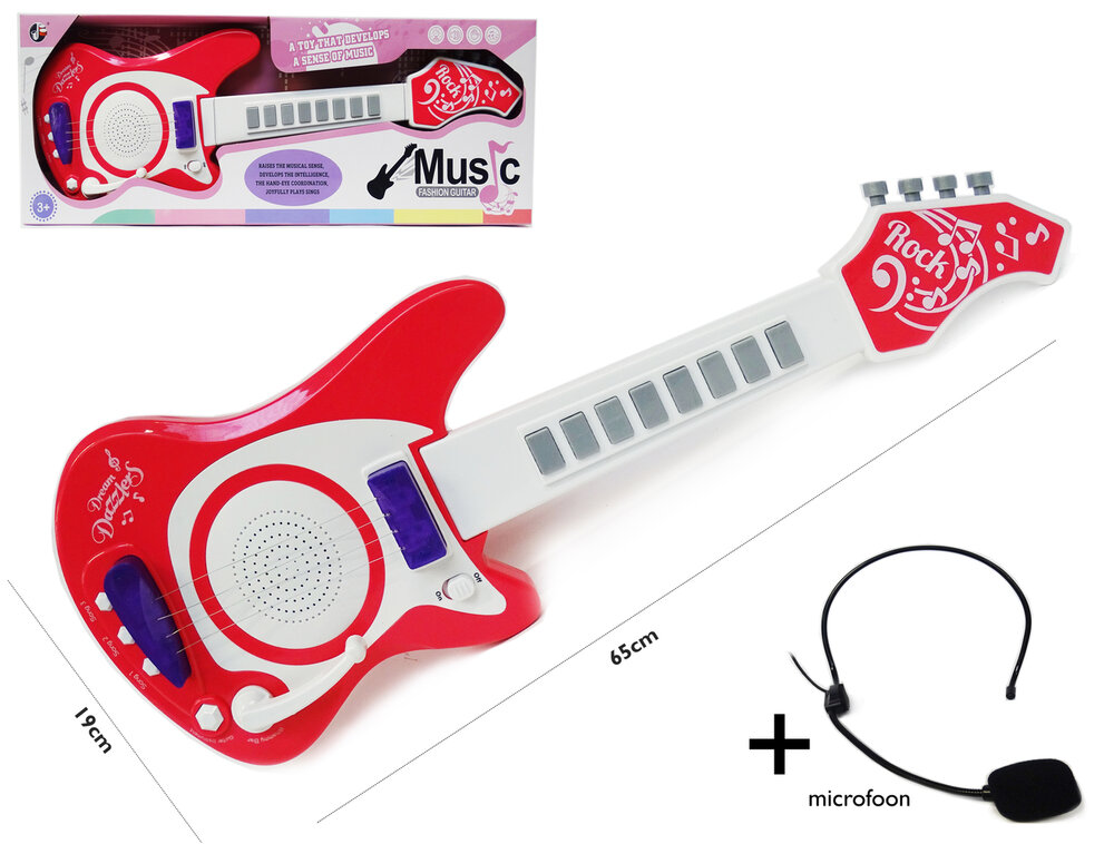 Speelgoed elektrische muziek gitaar met microfoon - Music guitar + mic.