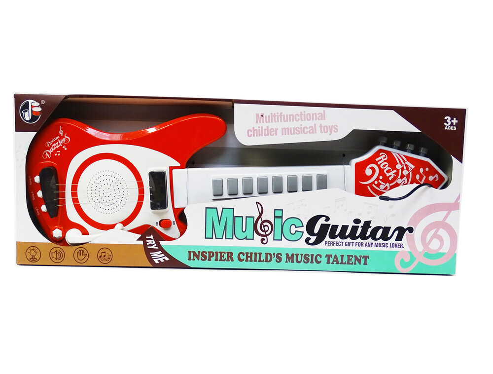 Speelgoed elektrische muziek gitaar met microfoon 