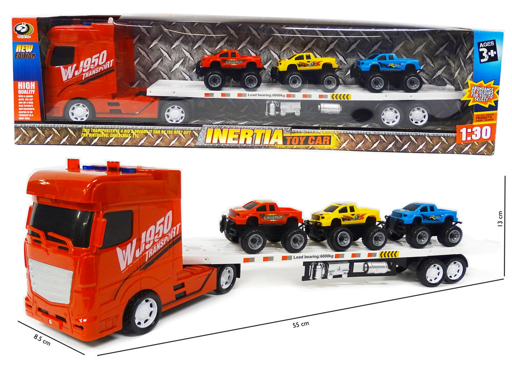 Super truck vrachtwagen - autotransporter met 3 mini auto's - 55CM
