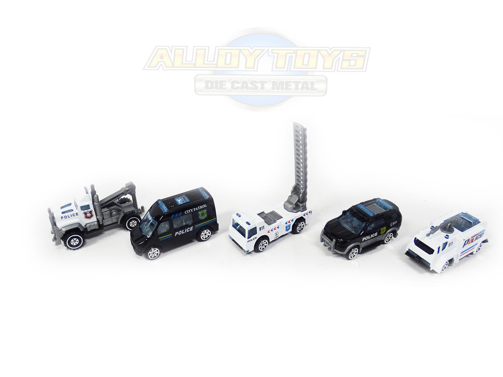Model auto's 5 stuks - Die Cast Metal Cars - Metaal mini auto's - Alloy Toys - speelgoed mini politie voertuigen