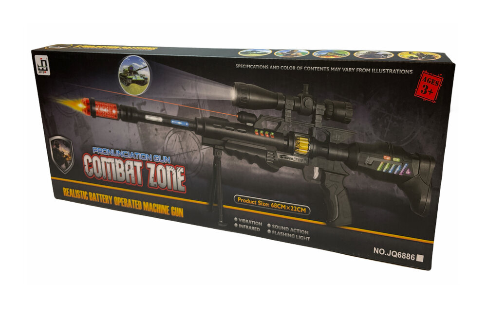 Speelgoedgeweer combat zone - met led lichtjes 68CM