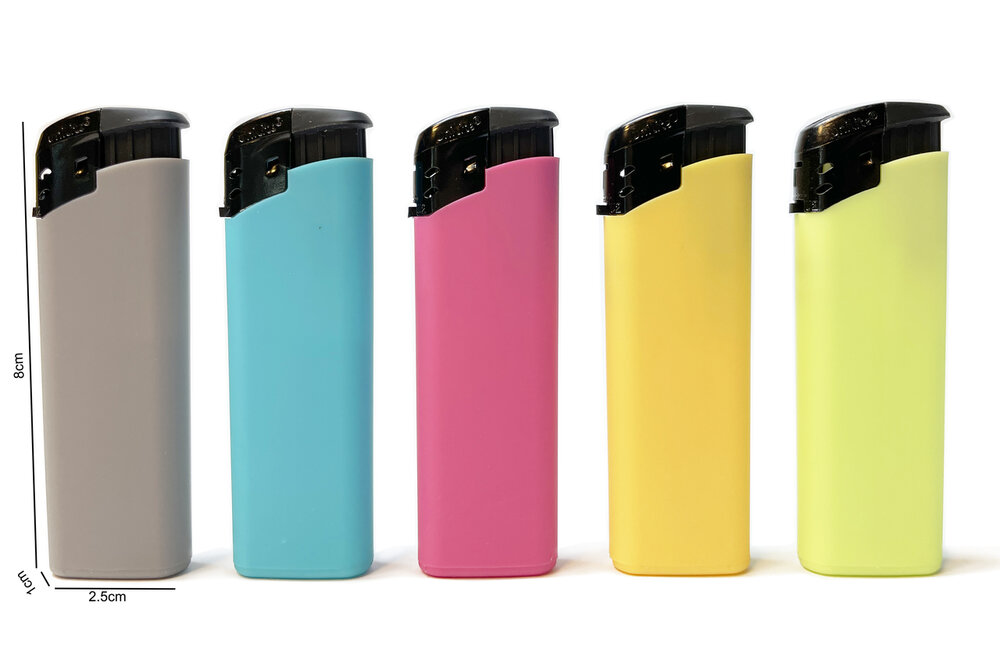 Click Lighters Unilite - Matt rubber - 50 pieces in tray - Mixed color refillableTank type: refillable