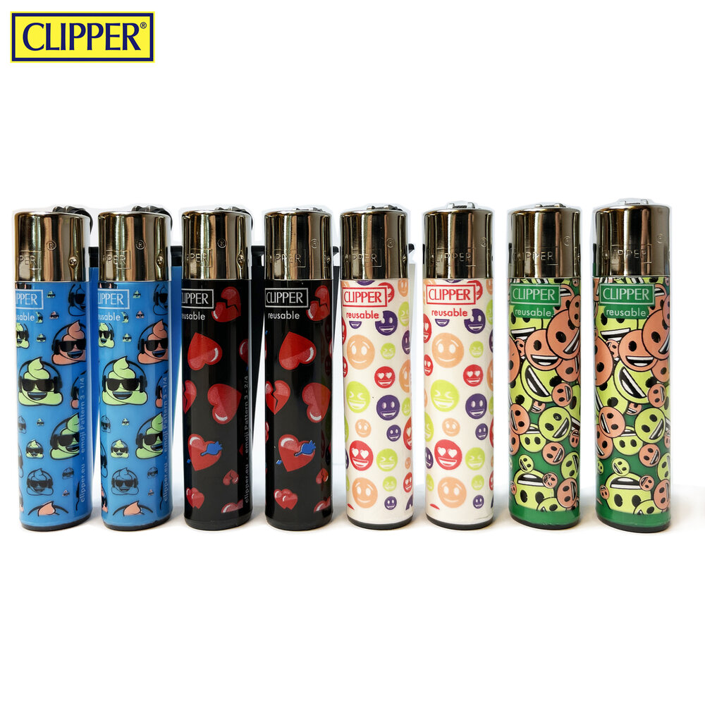 Clipper Aanstekers - 48 stuks- Emoji Vuursteen aansteker - na vulbaar 