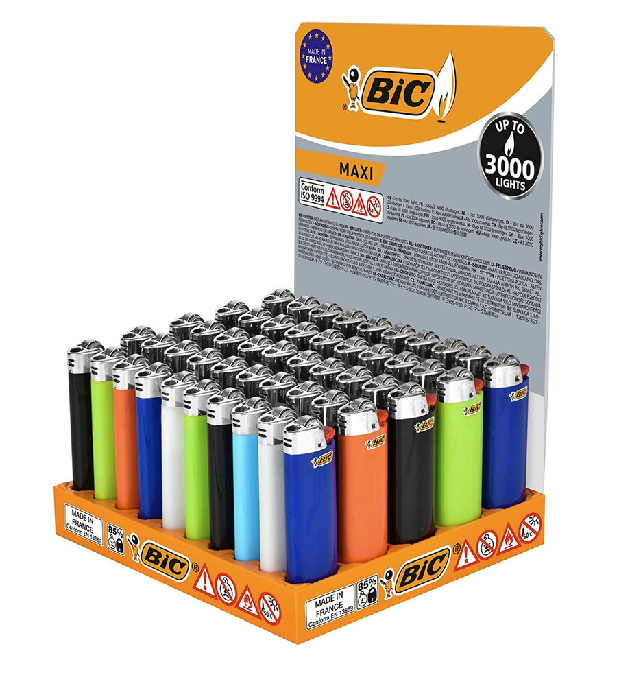 Bic aanstekers Maxi - 50 stuks aanstekers - 3.000 vlammen - mix color lighter