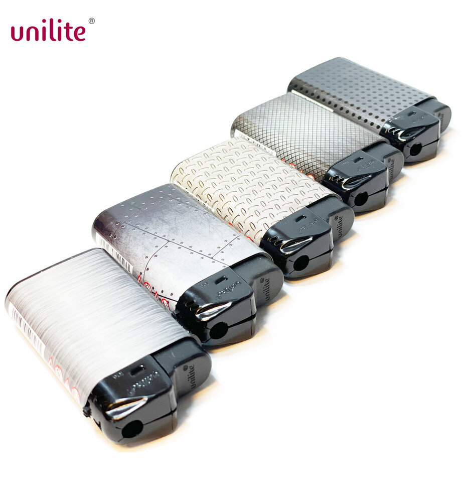 Unilite klik aansteker - navulbaar - 20 stuks aanstekers in een display - Steel print 