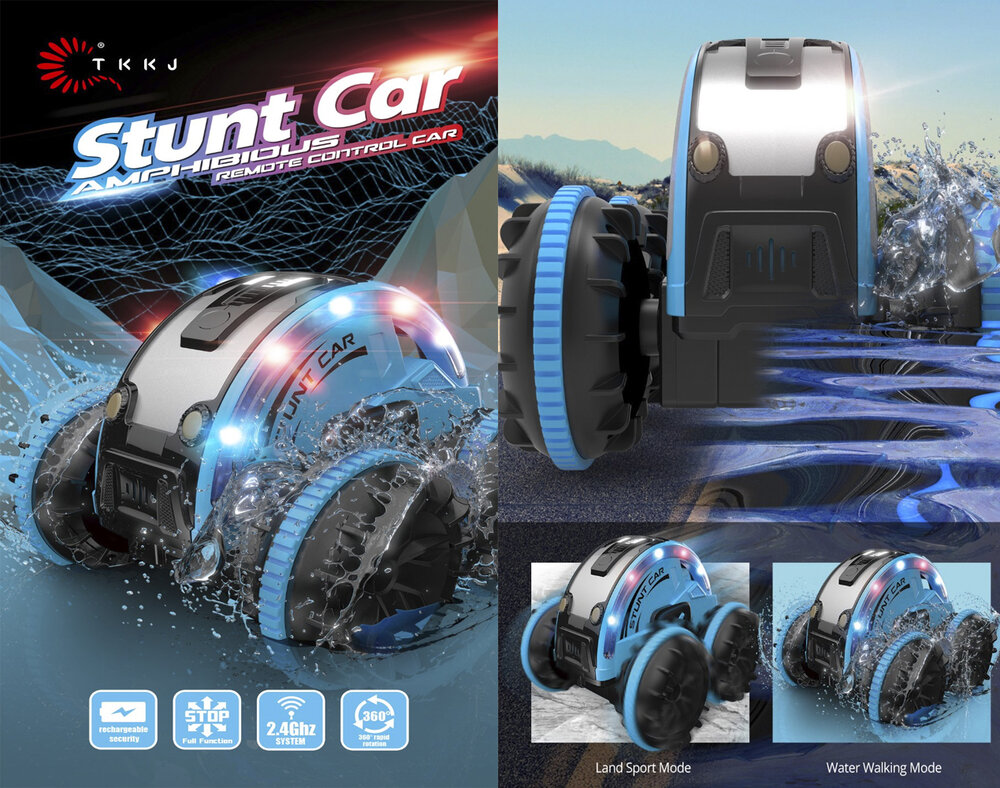RC Stunt Auto &amp; Boot - 2 in1 Amfibie - 2.4GHz - 4WD