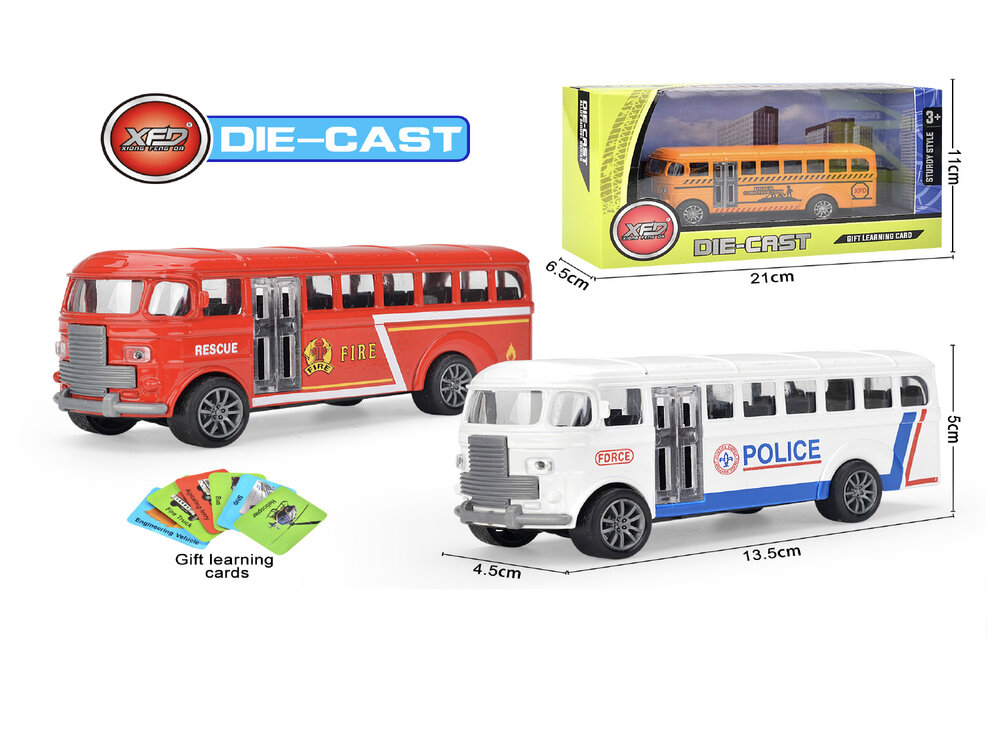 Construction Vehicle Bus - Toy Van Die Cast Vehicle - Pull-back Drive - 13.5CM