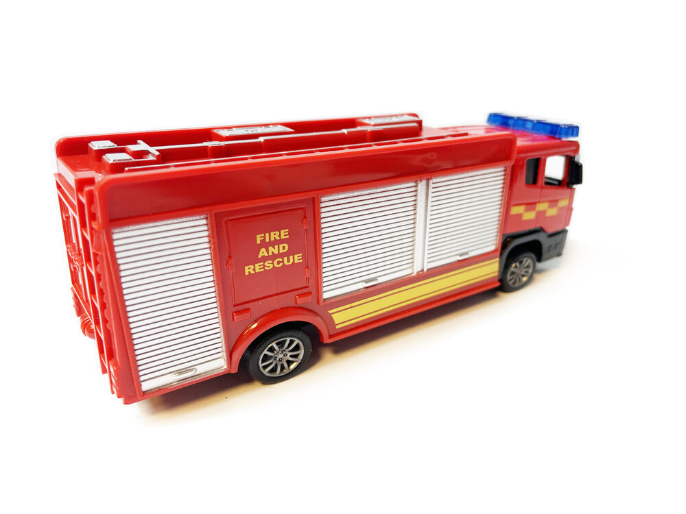 Brandweerwagen RV- Speelgoed brandweerauto Tankautospuit - pull-back drive - 17 CM