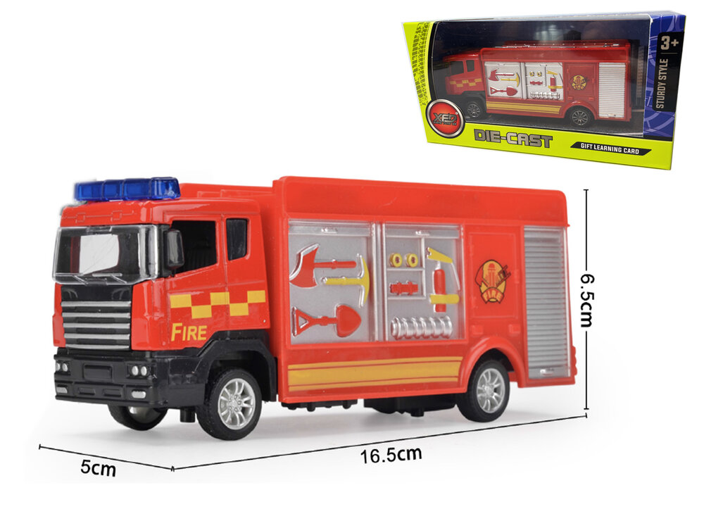 Brandweerwagen RV- Speelgoed brandweerauto Tankautospuit - pull-back drive - 17 CM