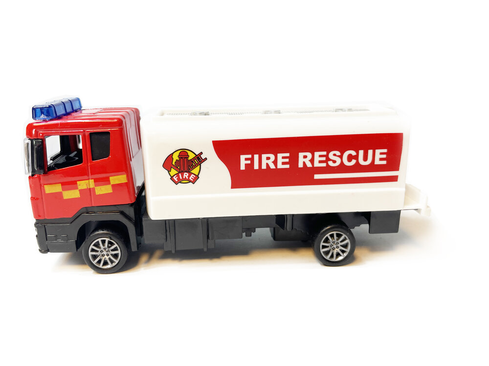 Brandweerwagen RV- Speelgoed brandweerauto Tankautospuit - pull-back drive - 17 CM