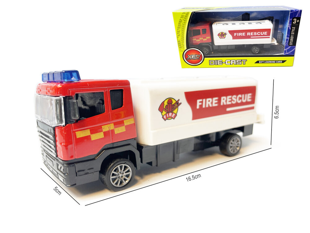 Brandweerwagen RV- Speelgoed brandweerauto Tankautospuit - pull-back drive - 17 CM