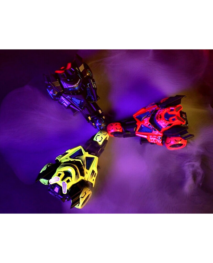 Die Cast Max catapult Car 3in1 -  pull-back - met 2 motors - licht en geluid - 1:32 Red