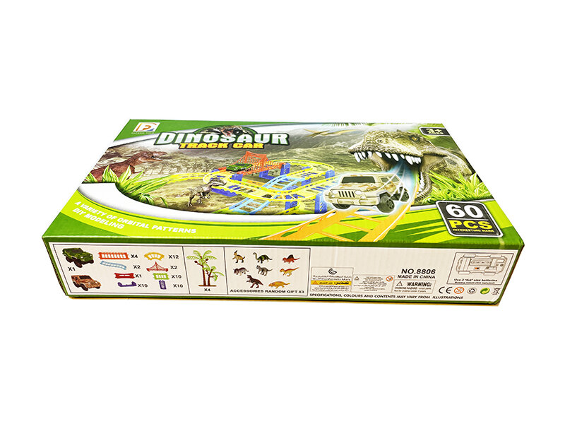 Racebaan set Dinosaurus - Dinosaur Track car set 60 stuks 