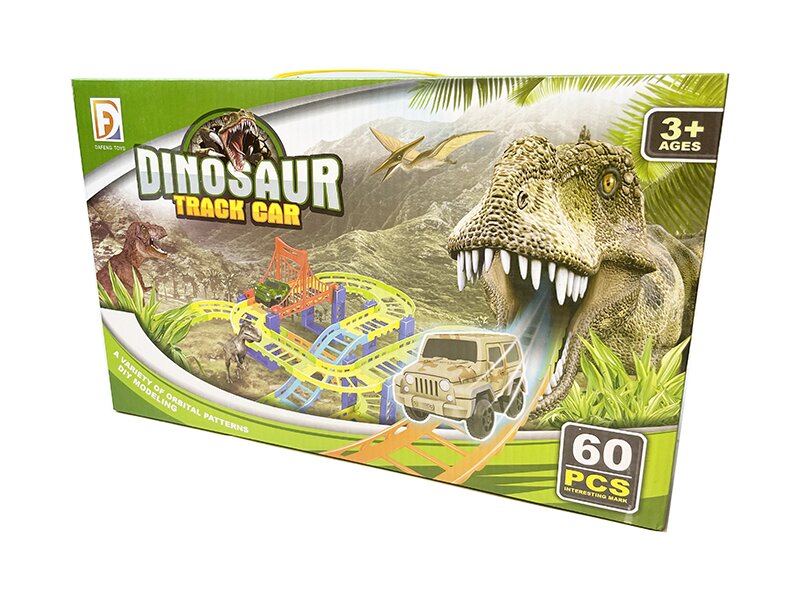 Racebaan set Dinosaurus - Dinosaur Track car set 60 stuks 