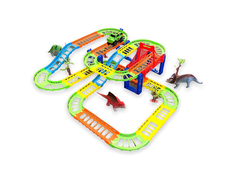 Racebaan set Dinosaurus - Dinosaur Track car set 60 stuks 