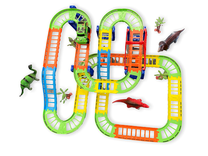 Racebaan set Dinosaurus - Dinosaur Track car set 60 stuks 