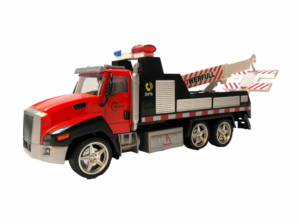 DIE-CAST Vrachtwagen autotransporter&nbsp;+ Brandweerauto 2in1 - pull-back drive