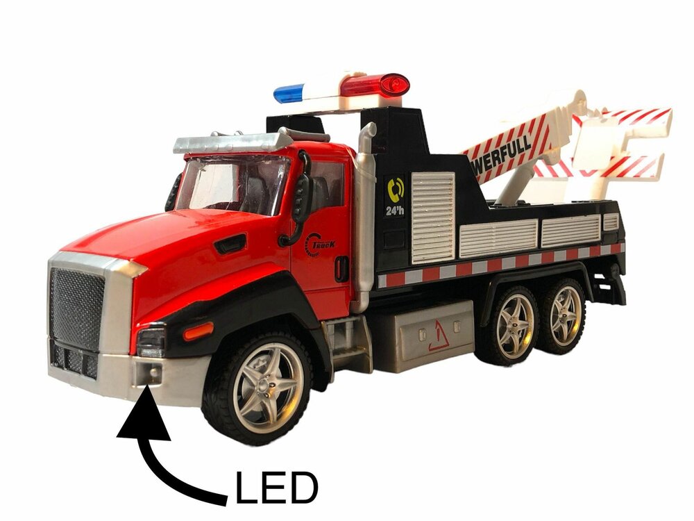 DIE-CAST Vrachtwagen autotransporter&nbsp;+ Brandweerauto 2in1 - pull-back drive