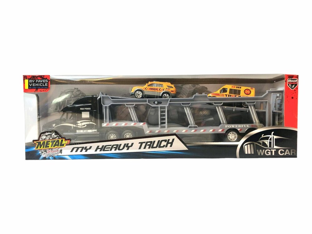 Vrachtwagen autotransporter&nbsp;+ 2 mini wegenwacht  3in1 - pull-back drive