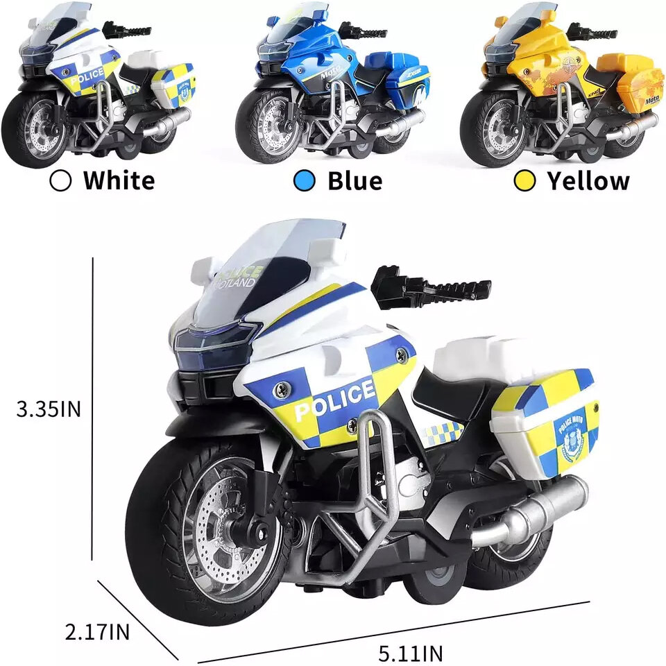 Politie motor - Die Cast - pull-back - met - licht en geluid 