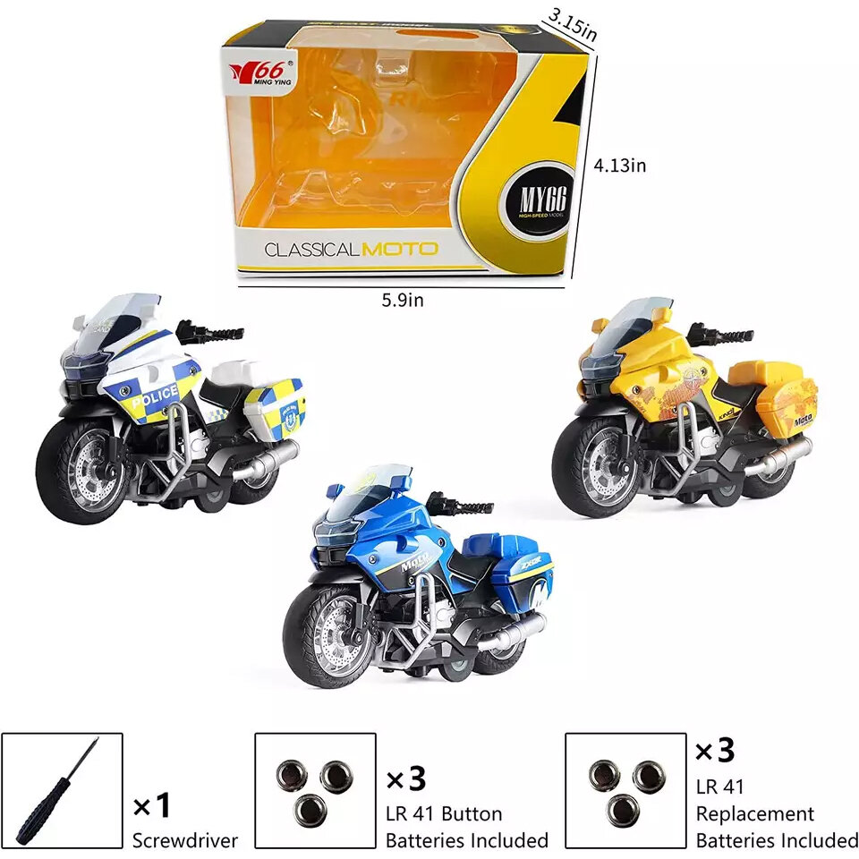 Politie motor - Die Cast - pull-back - met - licht en geluid 