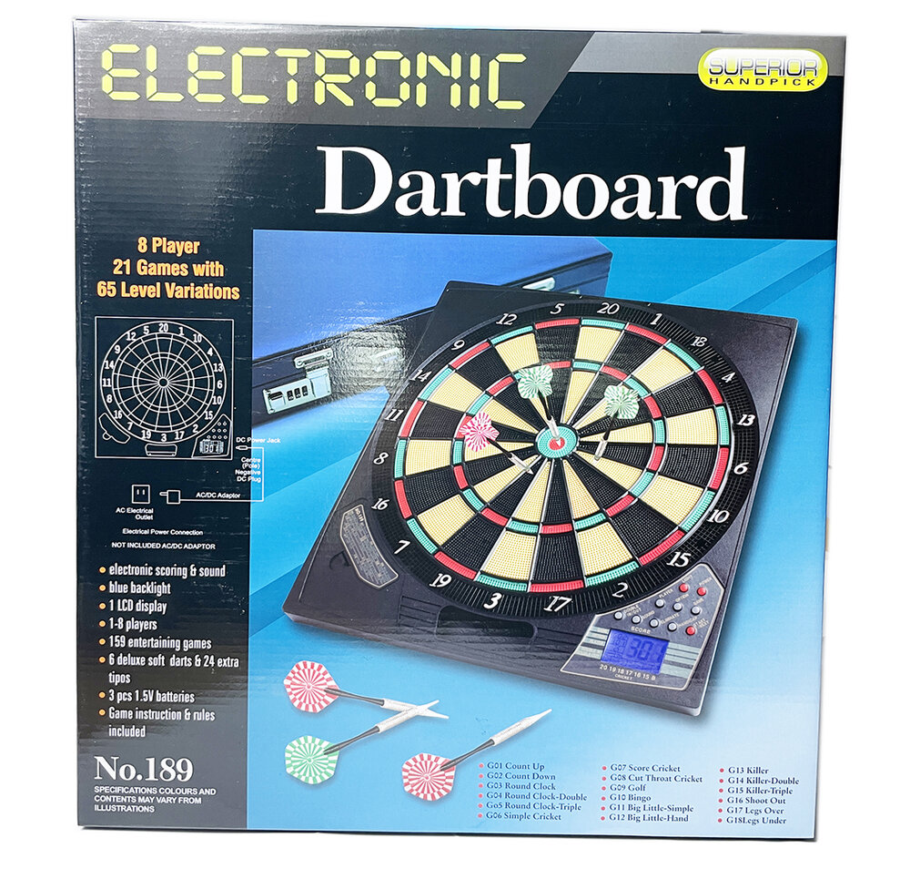 Elektronic dart board - incl. 6 pijlen -  21 spellen - 45 cm
