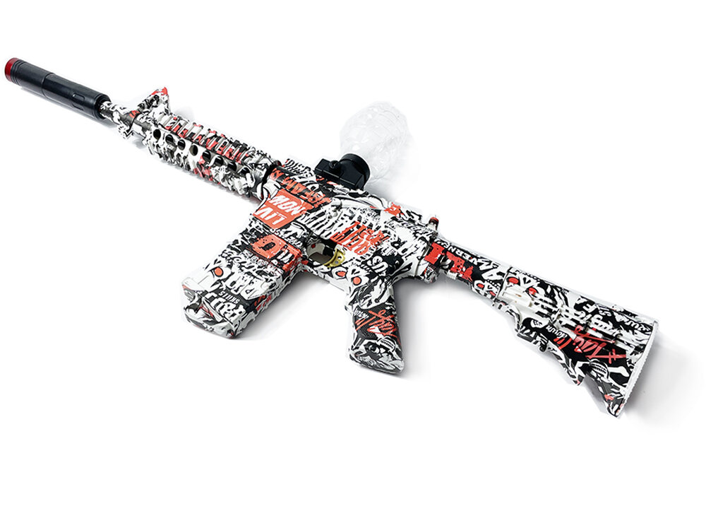 Gel Blaster- Elektrische geweer  - Red Graffiti  M4- compleet set incl. gel ballen - oplaadbaar - 75CM