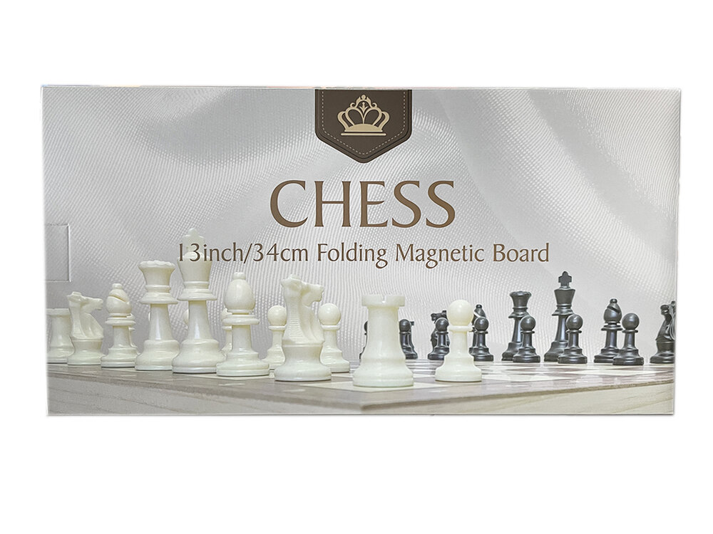 Magnetisch Schaakbord met Schaakstukken - Chess King - 34x34 cm - Schaakspel - Hout - Opklapbaar
