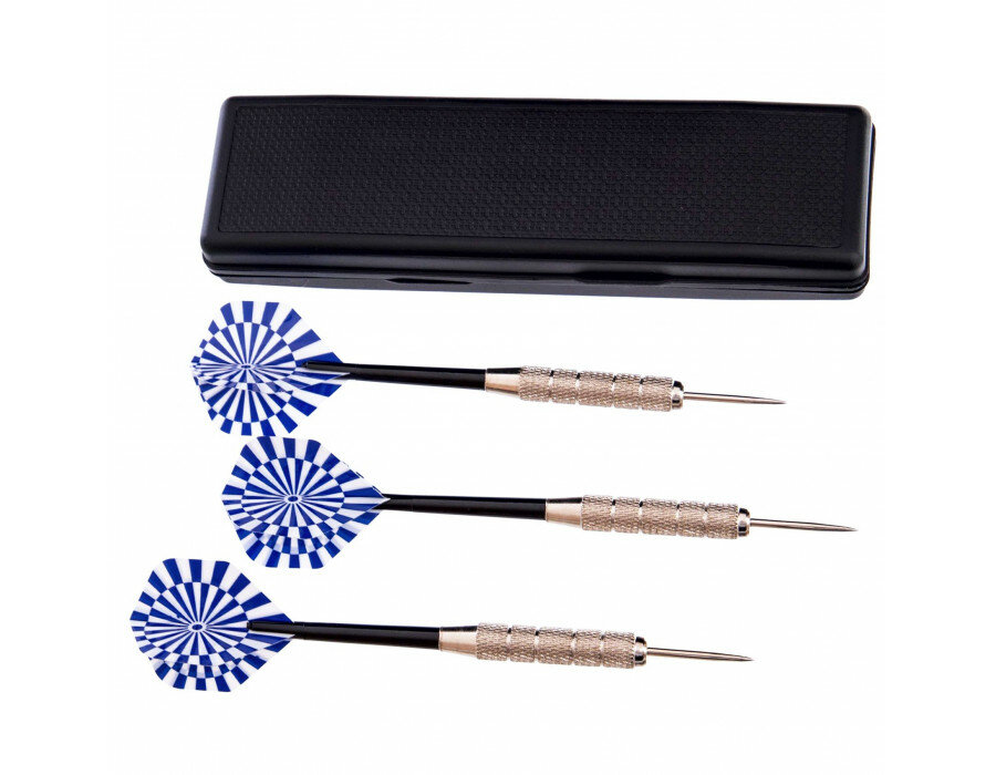 Dartpijl - 3 stuks staal dartpijlen - Darten -  incl. darts shafts en opbergdoos- blauw