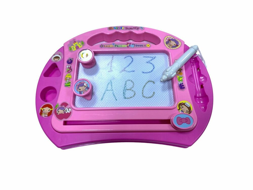 Magnetic Color Drawing Board - incl. accessories - toys - 33X25 cm pink