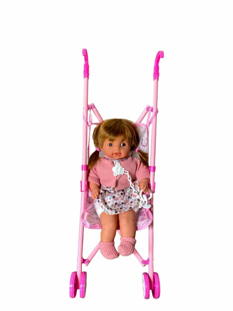 Babypop Bonnie -  kinderwagen + accessoires -  knuffel baby pop  - 12 babygeluiden - 40CM