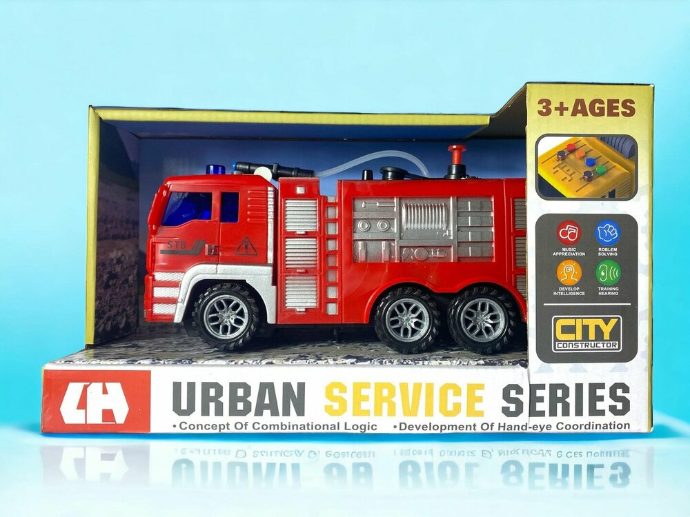 Urban service series - Fire truck toys - Friction - sound and lights 21 CM