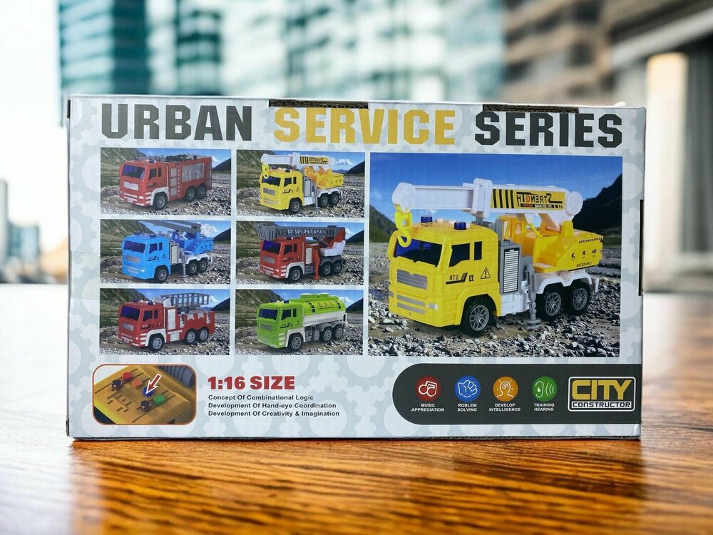 Urban service series - Fire truck toys - Friction - sound and lights 21 CM