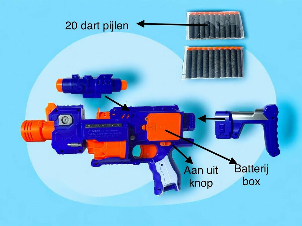 Super Blast - Speelgoed Elektrisch blaster - 20 x speciale zacht Elite darts