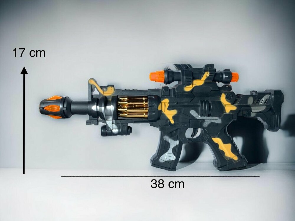 Machine Gun - met licht en geluid - trileffect en bewegende kogelriem - 38CM
