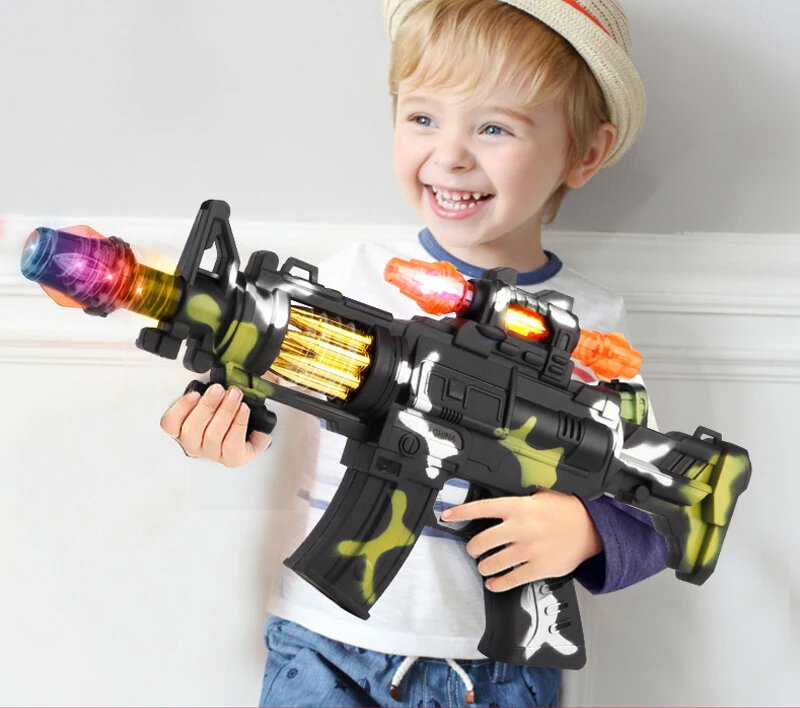 Machine Gun - met licht en geluid - trileffect en bewegende kogelriem - 38CM