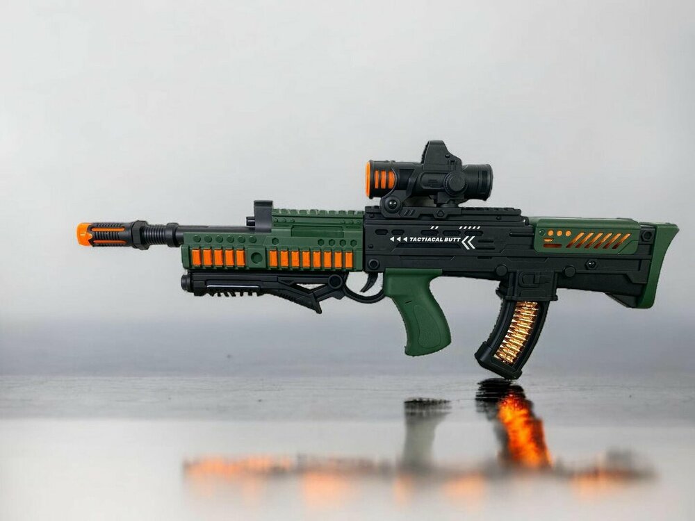 Assault Sound Rifle - met 3D licht en geluid - tril effect - bewegende kogelriem - 60CM