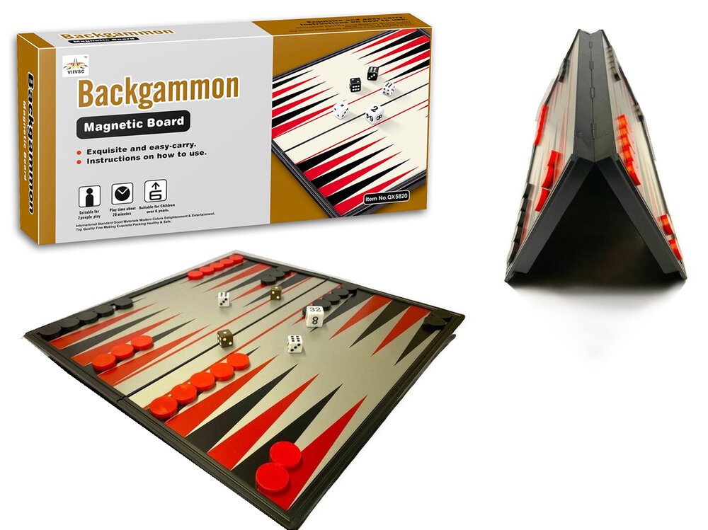 Backgammon 32x32cm - Magnetisch - Opklapbaar - set