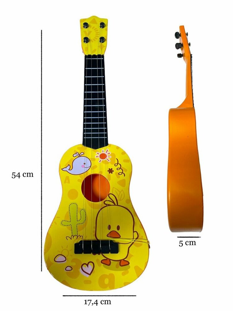 Chick Guitar - 4 snaren - 54CM - speelgoedgitaar - kuikentje - vanaf 3 jaar