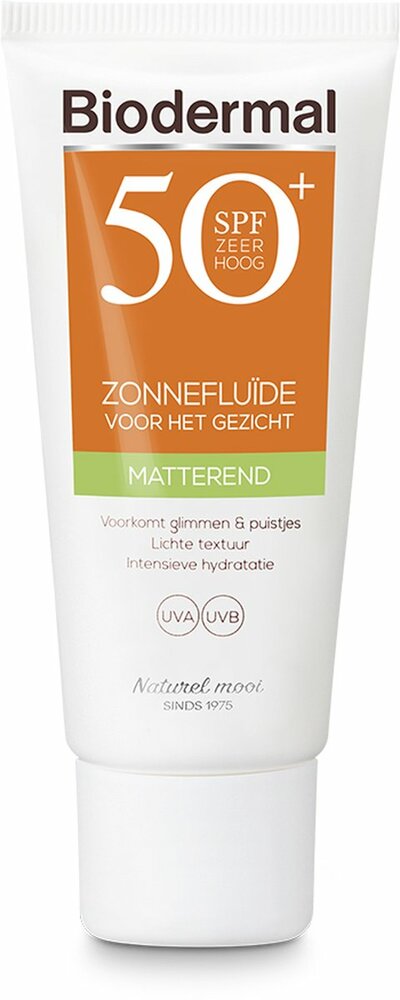 Biodermal Matterende Zonneflu&iuml;de Gezicht SPF 50+ - Zonnebrand cr&egrave;me 