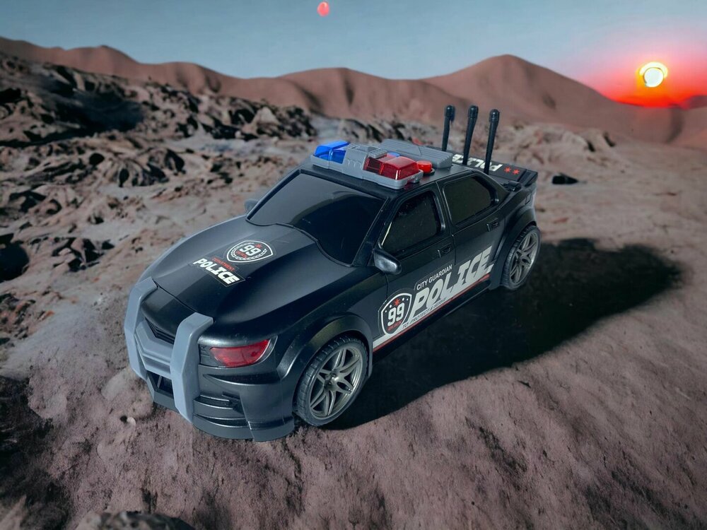 Police car 99 USA  - politie auto met frictiemotor - geluids- en lichteffecten - 1:16