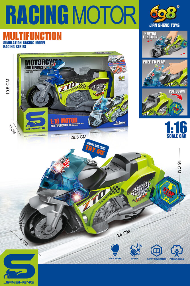 Motorcycle Race ZTO - speelgoed motor - geluid, licht en frictiemotor - 1:16