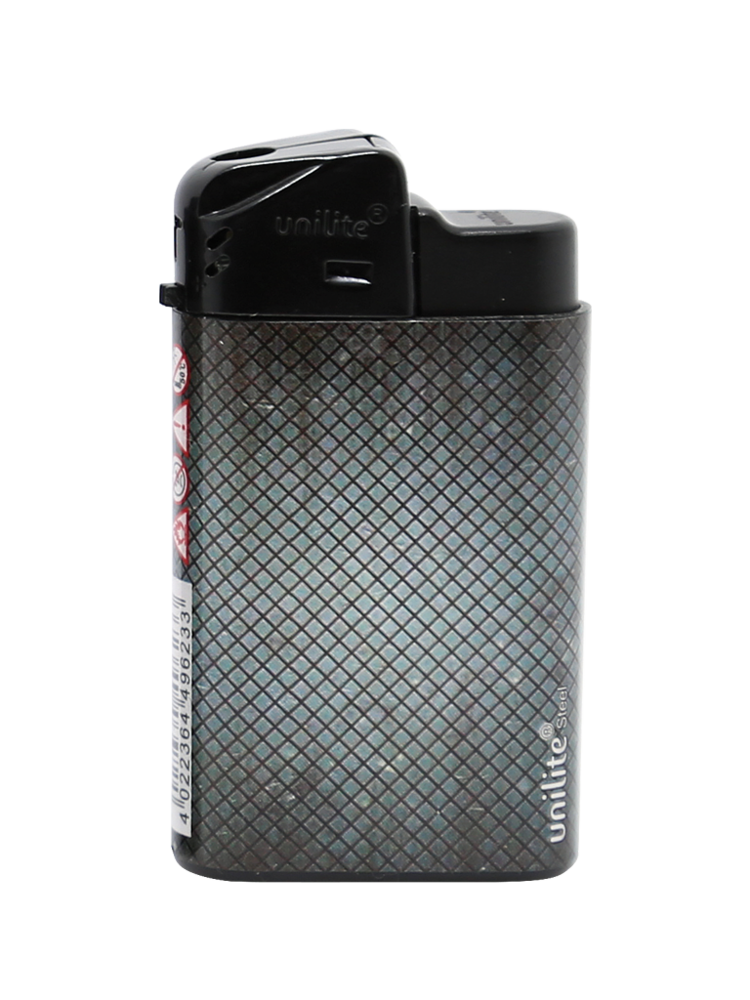 Unilite klik aansteker - navulbaar - 20 stuks aanstekers in een display - Steel print 