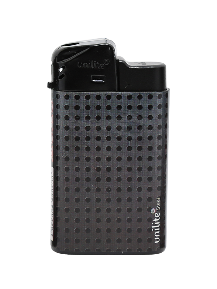 Unilite klik aansteker - navulbaar - 20 stuks aanstekers in een display - Steel print 