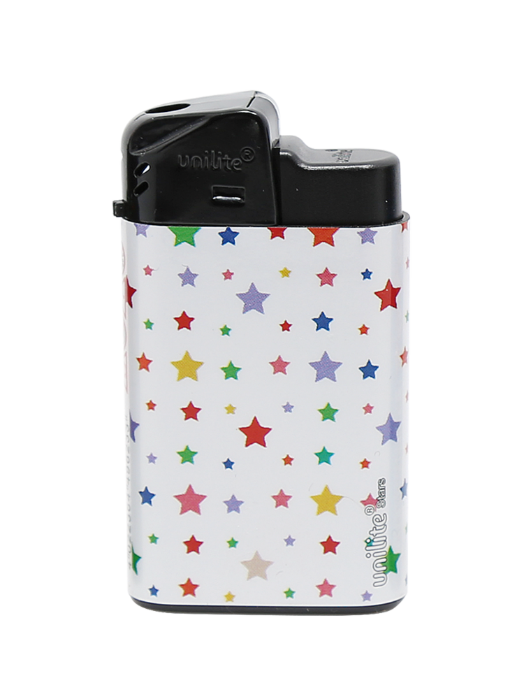 Unilite klik aanstekers - navulbaar - 20 stuks in een display - Stars print 