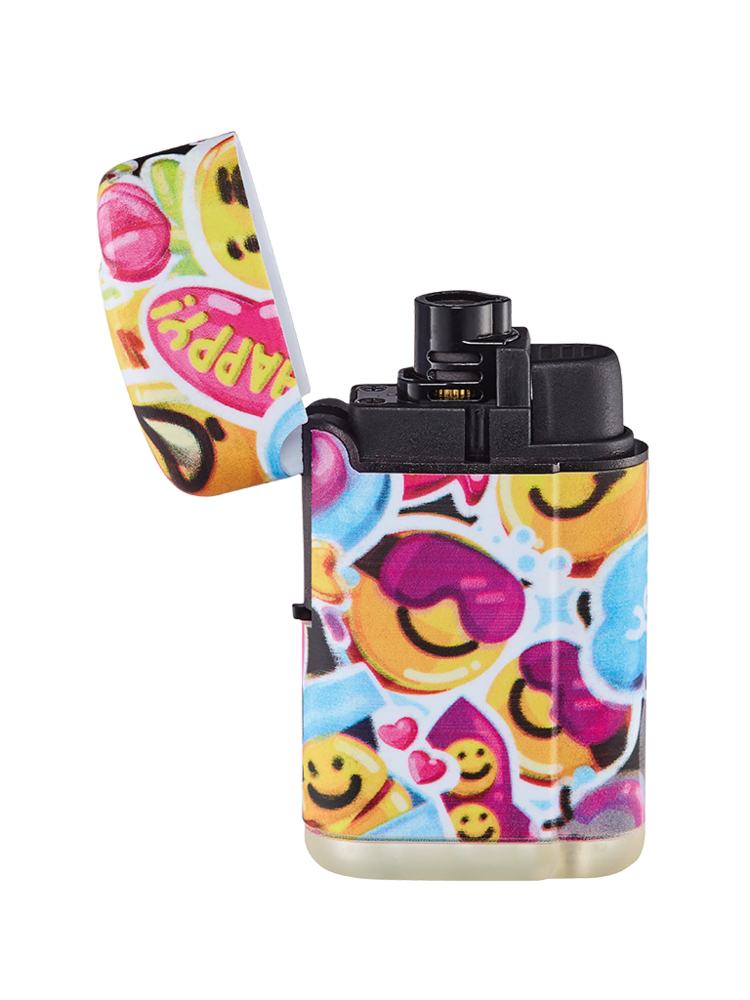 Jet Flame aanstekers  - turbo aansteker - 20 stuks - 360&deg; Happy Smiley print - soft touch